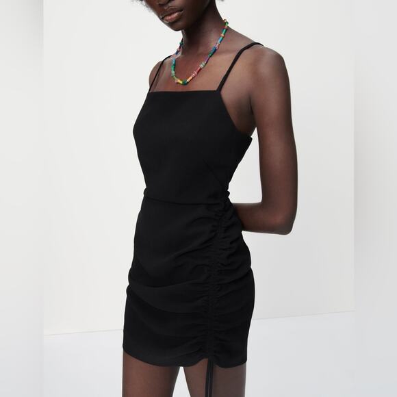 Zara Dresses & Skirts - Zara Black Sleeveless Cinched Side Mini Dress Women’s Size Small